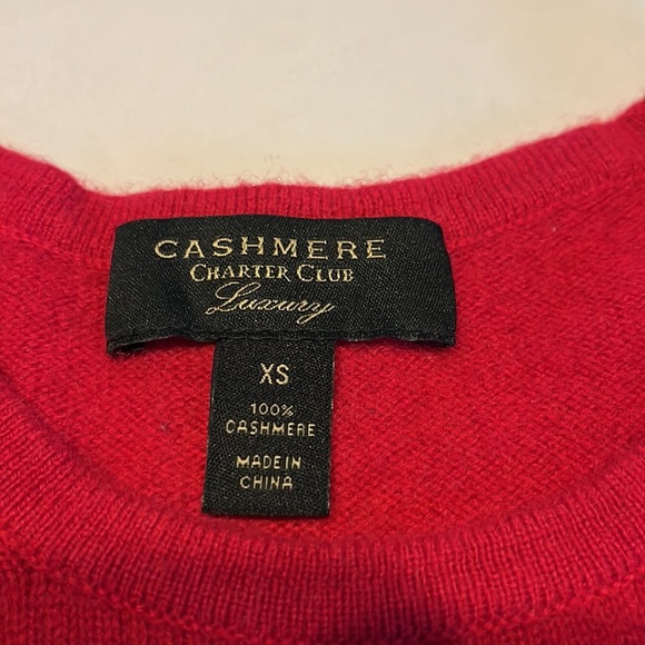 Charter Club  100% Cashmere   Long sleeve Sweater  Crewneck   True Red   Size XS - Picture 3 of 7